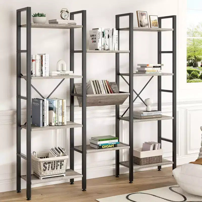 Étagère Celebalcony 71,6H x 57,8W, bibliothèque 4 niveaux avec 11 étagères ouvertes, grande bibliothèque ouverte pour la maison et le bureau
