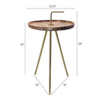 GDFStudio Annisa Table d'appoint moderne du milieu du siècle en bois et métal avec pieds inclinés