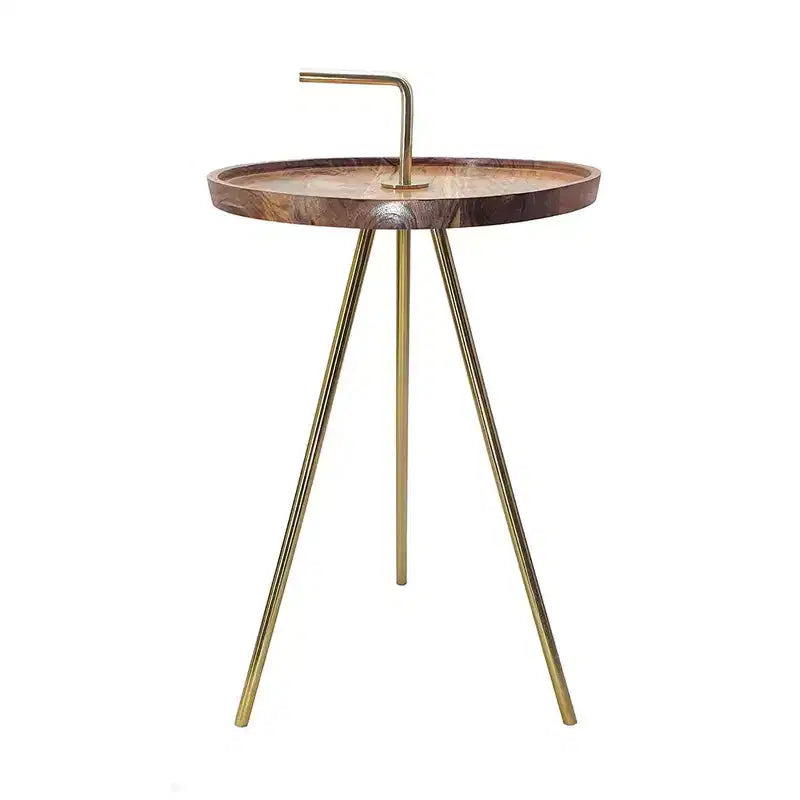 GDFStudio Annisa Table d'appoint moderne du milieu du siècle en bois et métal avec pieds inclinés