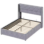 Lit de rangement relevable MAYEERTY sans bruit avec structure robuste, assemblage facile et élégante tête de lit ailée