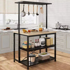 COZONY Kitchen Island with Power Outlets, Mobile Bakers Rack with 3 Shelves & Hooks