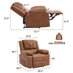 Fauteuil inclinable adulte GustoWave avec chauffage et massage, inclinable manuel réglable à 135° avec poches latérales de rangement et télécommande