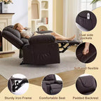 Fauteuil inclinable adulte GustoWave avec chauffage et massage, inclinable manuel réglable à 135° avec poches latérales de rangement et télécommande