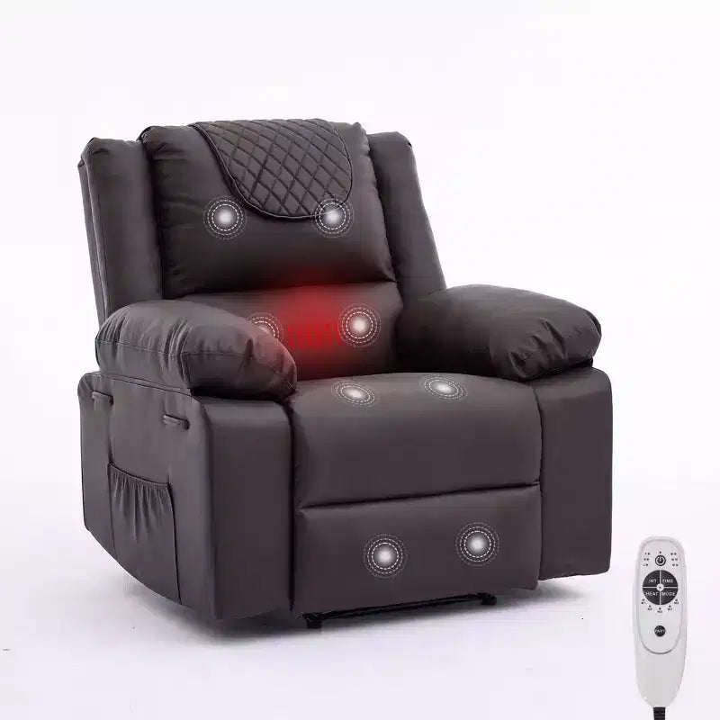 Fauteuil inclinable adulte GustoWave avec chauffage et massage, inclinable manuel réglable à 135° avec poches latérales de rangement et télécommande