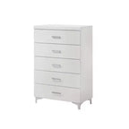 Commode Royal Hampton 5 tiroirs avec cadre en bois, blanche