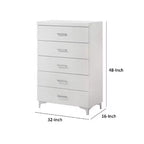 Commode Royal Hampton 5 tiroirs avec cadre en bois, blanche