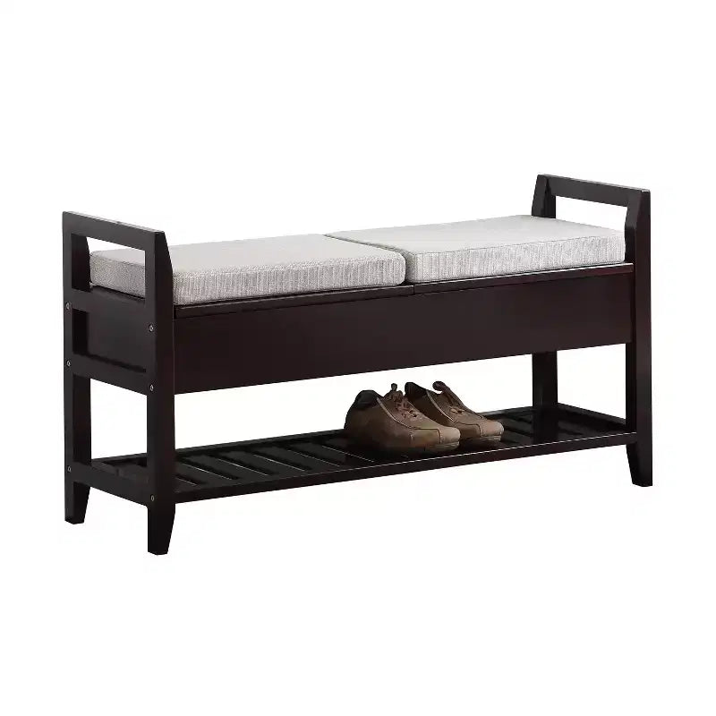 Banc à chaussures de rangement Homy Casa avec coussin, Organisateur d'entrée en bois, Expresso