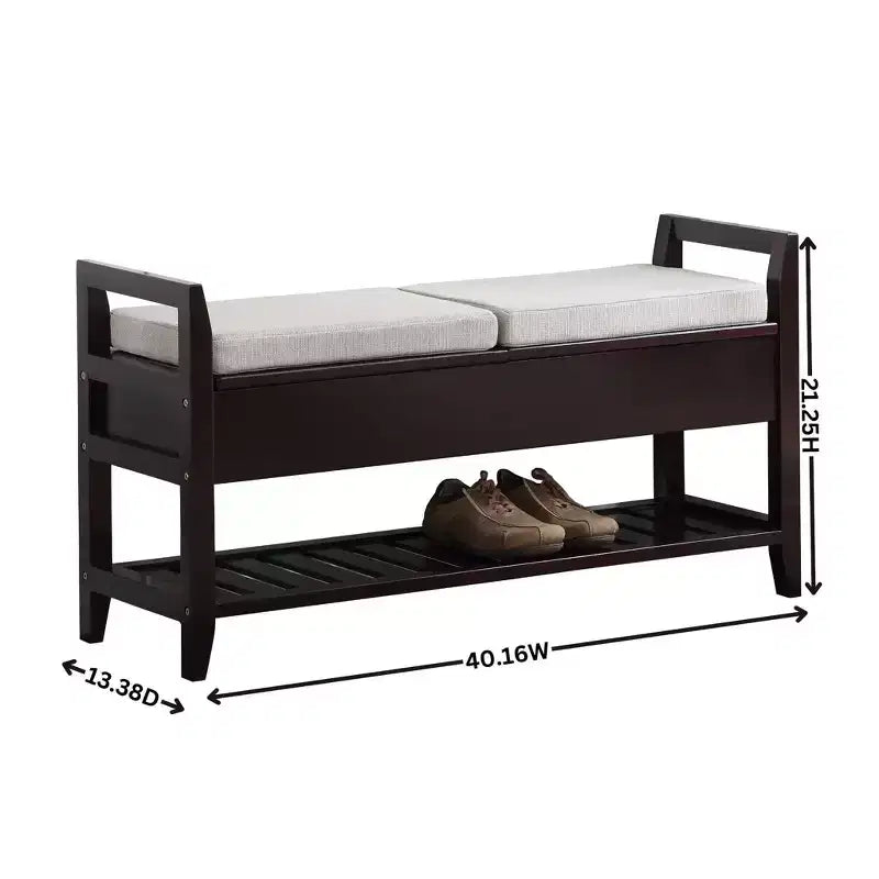 Banc à chaussures de rangement Homy Casa avec coussin, Organisateur d'entrée en bois, Expresso