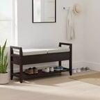 Banc à chaussures de rangement Homy Casa avec coussin, Organisateur d'entrée en bois, Expresso