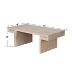 Table basse vintage en bois de 122 cm, table basse rectangulaire avec piètement en tréteaux pour salon - Panipeachy