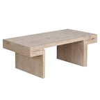 Table basse vintage en bois de 122 cm, table basse rectangulaire avec piètement en tréteaux pour salon - Panipeachy
