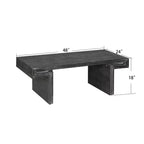 Table basse vintage en bois de 122 cm, table basse rectangulaire avec piètement en tréteaux pour salon - Panipeachy