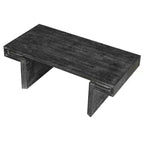 Table basse vintage en bois de 122 cm, table basse rectangulaire avec piètement en tréteaux pour salon - Panipeachy