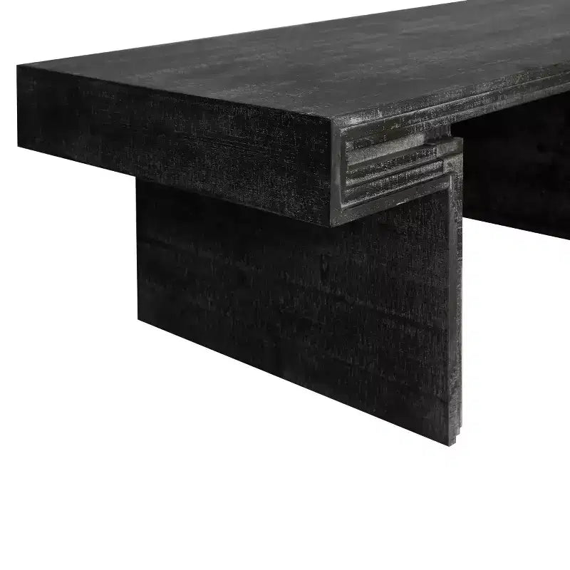 Table basse vintage en bois de 122 cm, table basse rectangulaire avec piètement en tréteaux pour salon - Panipeachy