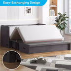 Lit escamotable Mjkone Queen Size avec station de recharge et tiroir de rangement, design peu encombrant, matelas en option