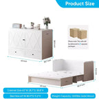Lit escamotable Mjkone Queen Size avec station de recharge et tiroir de rangement, design peu encombrant, matelas en option