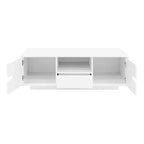 Table basse moderne avec lumières LED, table basse rectangulaire élégante avec espace de rangement, table basse laquée brillante pour salon, noire