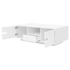 Table basse moderne avec lumières LED, table basse rectangulaire élégante avec espace de rangement, table basse laquée brillante pour salon, noire