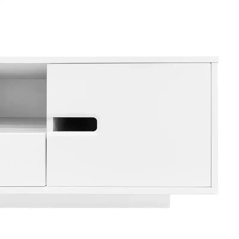 Table basse moderne avec lumières LED, table basse rectangulaire élégante avec espace de rangement, table basse laquée brillante pour salon, noire