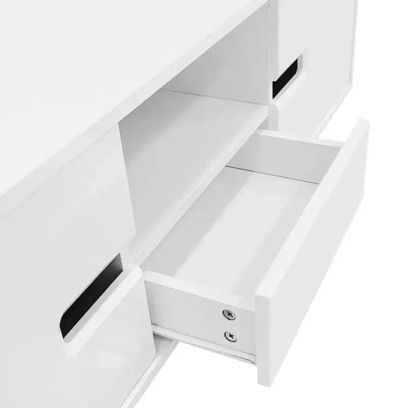 Table basse moderne avec lumières LED, table basse rectangulaire élégante avec espace de rangement, table basse laquée brillante pour salon, noire