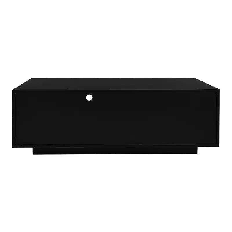 Table basse moderne avec lumières LED, table basse rectangulaire élégante avec espace de rangement, table basse laquée brillante pour salon, noire