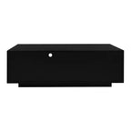 Table basse moderne avec lumières LED, table basse rectangulaire élégante avec espace de rangement, table basse laquée brillante pour salon, noire