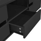 Table basse moderne avec lumières LED, table basse rectangulaire élégante avec espace de rangement, table basse laquée brillante pour salon, noire