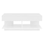 Table basse extensible moderne avec rangement, table centrale rectangulaire réglable avec espace caché pour salon