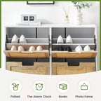 Meuble à chaussures en rotin pour entrée avec 4 portes, étagères réglables, peut contenir 20 paires, mobilier de rangement moderne, grande capacité de rangement
