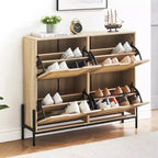 Meuble à chaussures en rotin pour entrée avec 4 portes, étagères réglables, peut contenir 20 paires, mobilier de rangement moderne, grande capacité de rangement