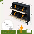 Meuble à chaussures en rotin pour entrée avec 4 portes, étagères réglables, peut contenir 20 paires, mobilier de rangement moderne, grande capacité de rangement