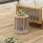 MAYEERTY 1 Pack Rustic Modern Side Table, Acacia Wood & Rope End Table for Living Room, Bedroom, Patio