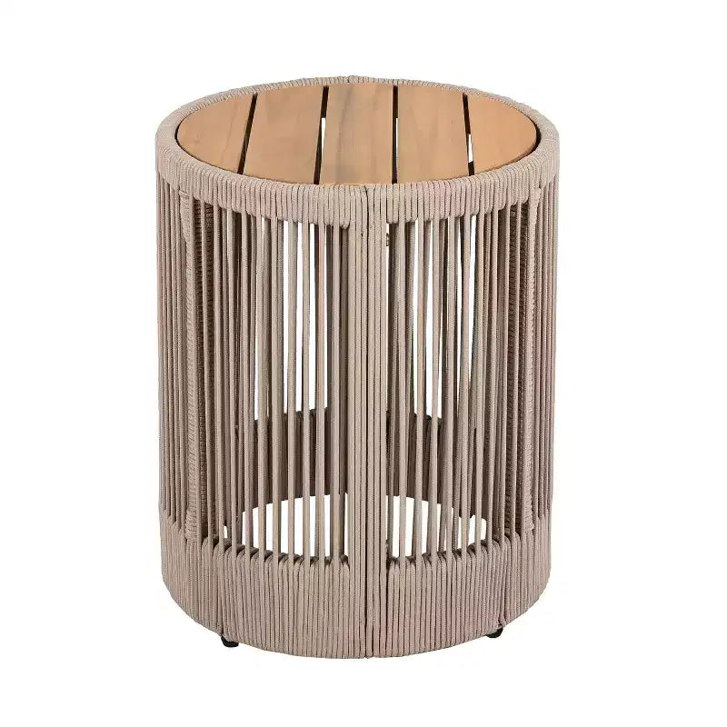 MAYEERTY Table d'appoint moderne rustique, 1 paquet, en bois d'acacia et corde, pour salon, chambre, patio