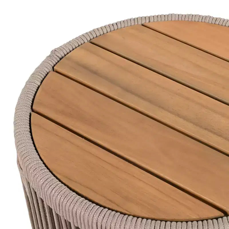 MAYEERTY Table d'appoint moderne rustique, 1 paquet, en bois d'acacia et corde, pour salon, chambre, patio