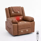 Fauteuil inclinable manuel avec fonctions Chauffage et Massage, inclinaison avant/arrière de 135°, poche latérale, options marron/gris/café/noir