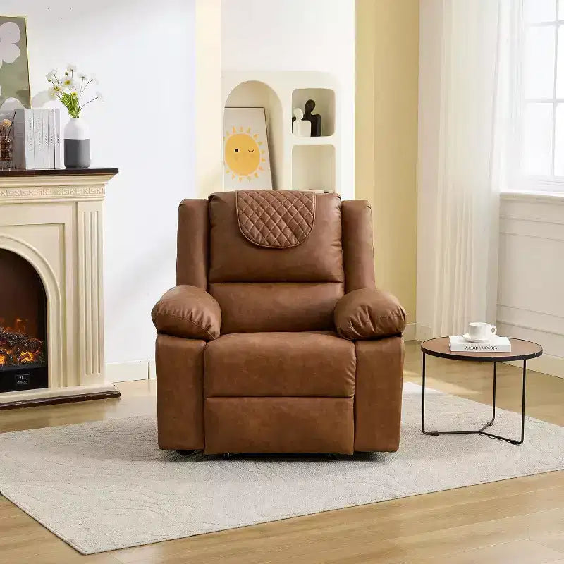 Fauteuil inclinable manuel avec fonctions Chauffage et Massage, inclinaison avant/arrière de 135°, poche latérale, options marron/gris/café/noir