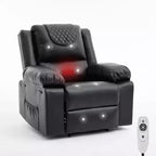 Fauteuil inclinable manuel avec fonctions Chauffage et Massage, inclinaison avant/arrière de 135°, poche latérale, options marron/gris/café/noir