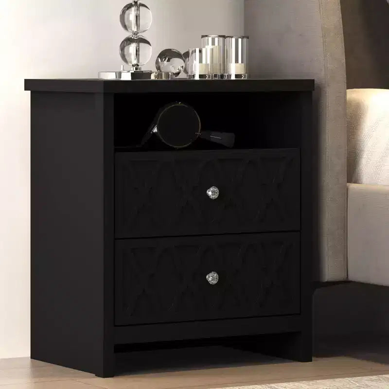 Table de chevet Galano à 2 tiroirs avec étagère ouverte 57,9 L 39,9 P 68,1 H (cm)