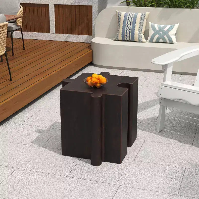 MAYEERTY 1 Pack Table d'appoint modulable en forme de puzzle, Table basse artistique en MGO pour salon intérieur/extérieur, patio