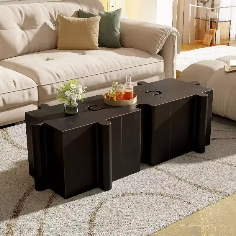 MAYEERTY 1 Pack Table d'appoint modulable en forme de puzzle, Table basse artistique en MGO pour salon intérieur/extérieur, patio