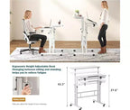 23,6 petit bureau debout avec roulettes, bureau debout mobile avec support, table debout sur roulettes, bureau d'ordinateur roulant réglable en hauteur