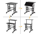 23,6 petit bureau debout avec roulettes, bureau debout mobile avec support, table debout sur roulettes, bureau d'ordinateur roulant réglable en hauteur
