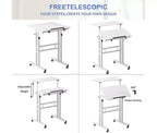 23,6 petit bureau debout avec roulettes, bureau debout mobile avec support, table debout sur roulettes, bureau d'ordinateur roulant réglable en hauteur