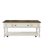 Table basse de ferme avec tiroir, table basse rectangulaire vintage avec roulettes verrouillables pour salon