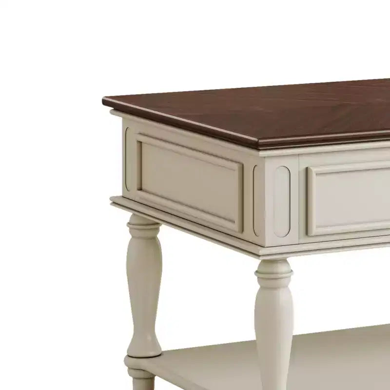 Table basse de ferme avec tiroir, table basse rectangulaire vintage avec roulettes verrouillables pour salon