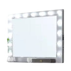 Miroir de commode Royal Hampton avec ampoules, USB et alimentation, argent glamour 44 pouces
