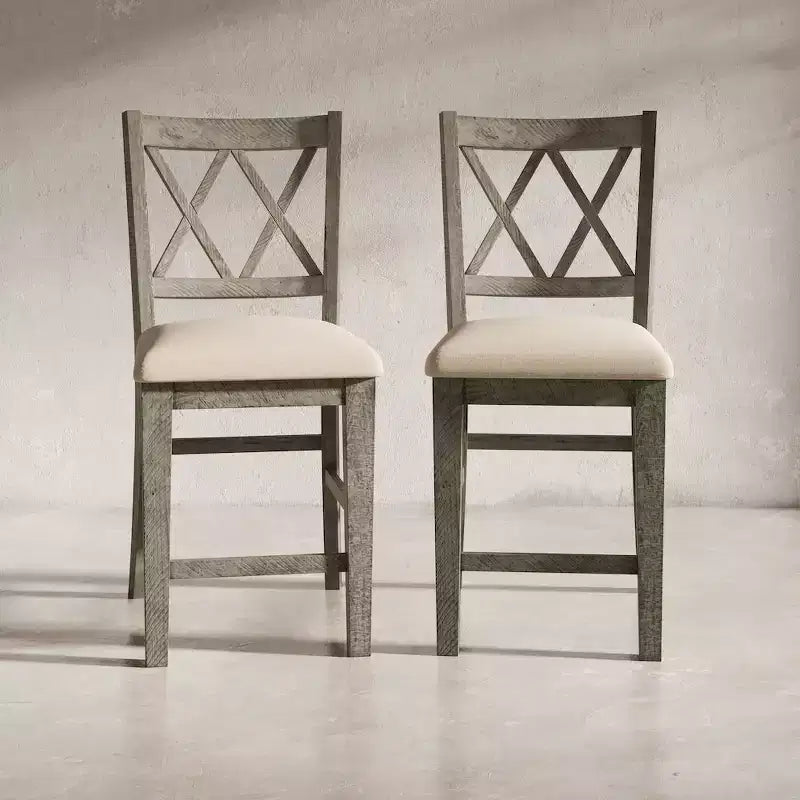 Jofran, tabouret de comptoir rembourré en bois massif style rustique Telluride (lot de 2)