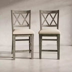 Jofran, tabouret de comptoir rembourré en bois massif style rustique Telluride (lot de 2)