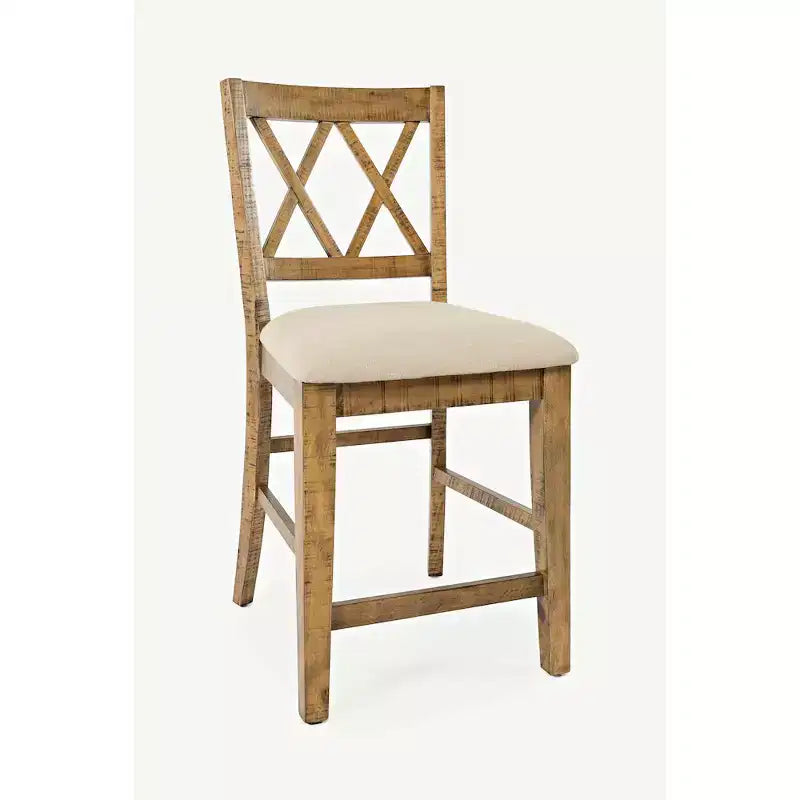 Jofran, tabouret de comptoir rembourré en bois massif style rustique Telluride (lot de 2)