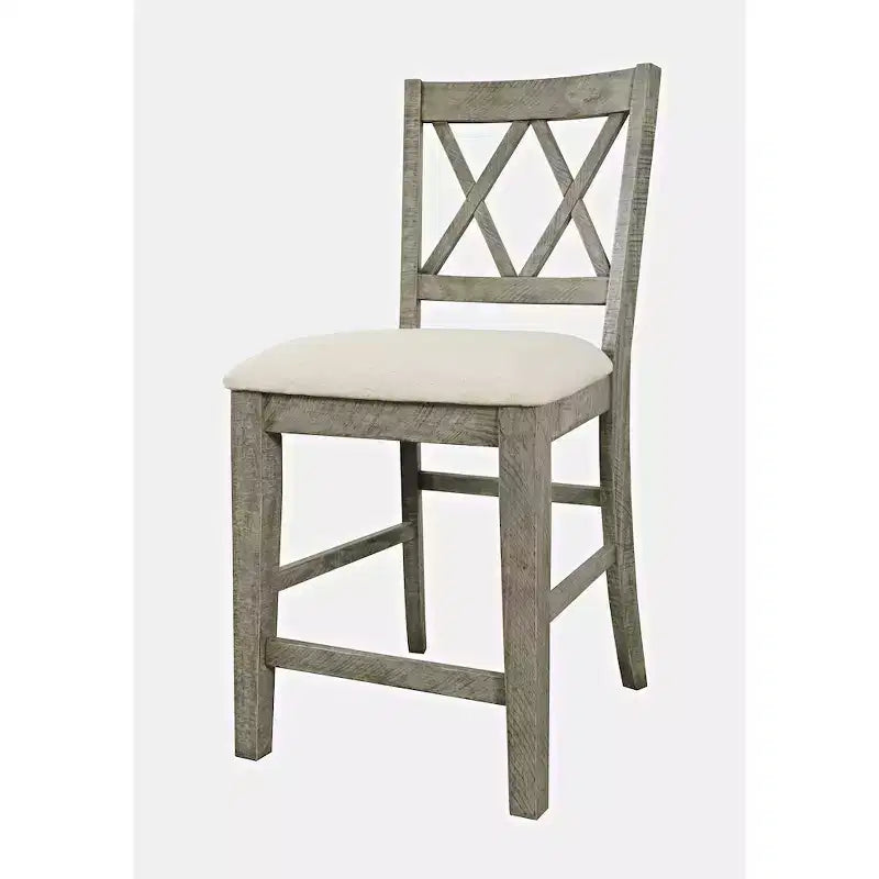Jofran, tabouret de comptoir rembourré en bois massif style rustique Telluride (lot de 2)